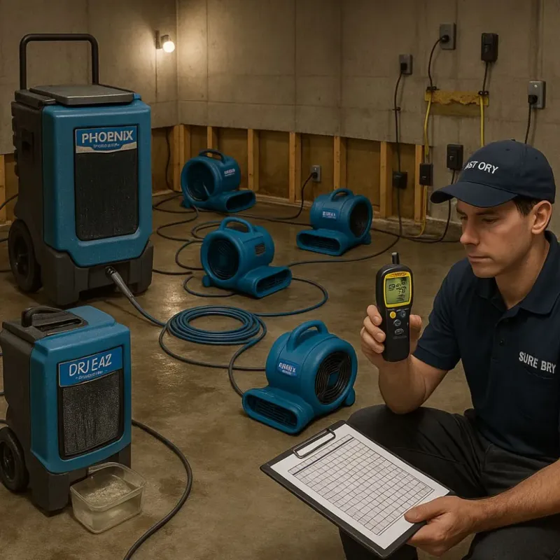 Structural Drying and Dehumidification process in New Rockford, ND